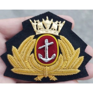 Top Soft Wing Bullion <b>Wire</b> Blazer Badge 7cm Embroidery Gold <b>Wire</b> Customized Canvas Fabric Wholesale OEM Services - Product Image 4