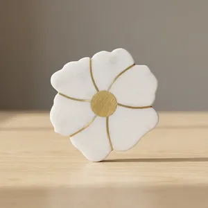 Superior Quality Flower <b>Marble</b> <b>Coaster</b> Set Modern Design Premium Natural Stone Waterproof Heat Resistant for Mugs Glasses Home - Product Image 1