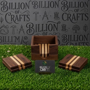 Ensemble de sous-verres carrés en bois, cerisier, érable, noyer noir, pour la décoration de table à café ou à thé - Product Image 1