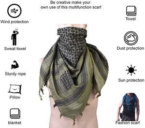 Pañuelo Shemagh de Algodón Verde Oliva para Hombre, Táctico, Elástico en Cuatro Direcciones, Protección Contra el Polvo y el Viento, para Viajes al Aire Libre - Product Image 6