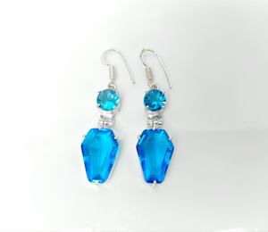 Boucles d'oreilles pendantes en laiton plaqué argent 925, style bohème artisanal, topaze bleue, élégantes, tendance, bijoux de mariage en perles - Product Image 1