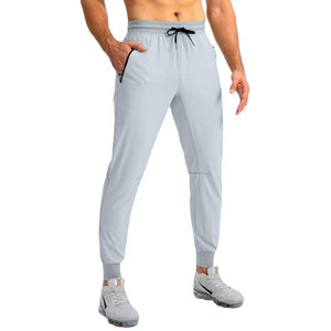 Mens Lightweight Quick Dry Solid High Waist Stretch Jogger Pants Zip Pocket Summer Sports Gym Fitness - Product Image 5