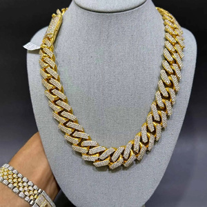 Cadena Cubana de Plata 925 Chapada en Oro con Moissanita para Hombre, Diseño Premium Hiphopstar, 18mm de Ancho, Certificación IGI - Product Image 6