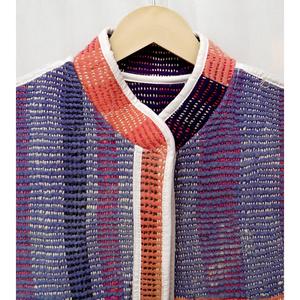 Chaleco Tejido Bohemio para Mujer con Bloques de Color, Cuello Mandarín y Diseño Empalmado, Largo Regular - Product Image 4