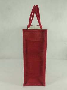 Sac fourre-tout en jute naturel avec ruban floral décoratif, fermeture éclair supérieure en corde rouge, réutilisable, écologique, pour mariage et exposition - Product Image 3