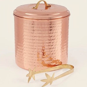 Luxury Nickel Plated Stainless Steel <b>Ice</b> <b>Bucket</b> <b>With</b> Ribbed Design And Hammered <b>Lid</b> Modern Designer Wine Chiller & Champagne - Product Image 2