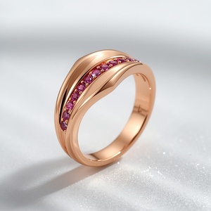 Sapphire <b>Ring</b> 9K Anillos de Compromiso Wedding Jewelry <b>Rings</b> Birthstones Fine Jewelry <b>Chunky</b> Wave Dome Diagonal Pave Statement R - Product Image 4