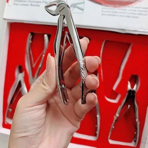 Ensemble de forceps d'extraction dentaire pour enfants, 7 pièces, en acier inoxydable, ergonomiques, à surface moletée, certifiés CE, pour les racines des molaires inférieures pédiatriques - Product Image 6