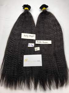 Lujo Doble dibujado K-Tip Kinky Straight Virgin Hair Extension Raw Vietnamita Cabello humano en color negro natural - Product Image 4