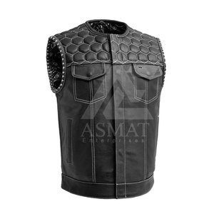 Chaleco cómodo para motociclistas, sin mangas, estilo biker, para hombre, hecho en Pakistán. - Product Image 2