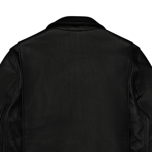 Men’s Black Genuine Leather <b>Trucker</b> <b>Jacket</b> Classic Collar Full Zip Minimalist Design Premium Casual Fashion Outerwear - Product Image 6