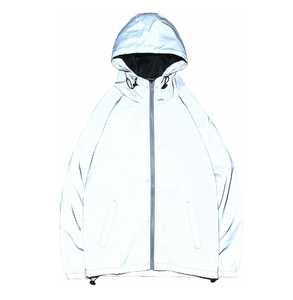 Men's Fashion Breathable Windbreaker <b>Jacket</b> <b>Reflective</b> Hood for <b>Running</b> Solid Colors Zipper Closure - Product Image 4