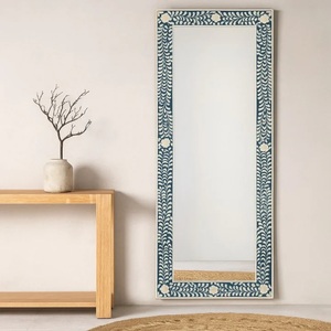 Designer Leaner <b>Mirror</b> for Contemporary Interiors Elegant <b>Tall</b> Structure with Floral Inspired Decorative Frame - Product Image 1