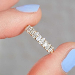 Anillo de Diamantes Chapado en Oro con Cristales Marquise, Baguette, Pera y Ovalados, Banda de Eternidad, Regalo de Boda para Mujer - Product Image 3