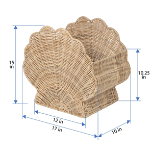 Panier en rotin naturel en forme de coquille, support décoratif pour livres et magazines, organisateur de rangement pour jouets d'enfants, vente en gros Vietnam - Product Image 2