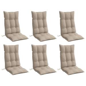 Ensemble de 6 coussins de chaise taupe à dossier haut, élégants coussins lombaires et coussins d'assise - Product Image 3