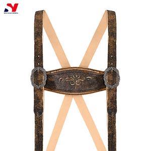 Lederhosen กางเกงขาสั้นบาวาเรียแบบดั้งเดิมหนังกลับโบราณเทคนิคการปักวินเทจสไตล์ถนนสูงติดกระดุม - Product Image 3