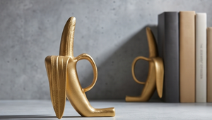 Sujetalibros de Metal Pesado con Forma de Plátano Dorado, Decoración Texturizada para Hogar y Oficina, Suministro al por Mayor para Estanterías - Product Image 4