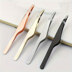Pince à épiler à pointe fine pour sourcils, en acier inoxydable, durable, style moderne, argent, or, or rose, noir, pour l'entretien du visage - Product Image 3