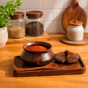 Boîte à épices traditionnelle en bois, artisanale, en bois poli, conteneur de rangement compartimenté, organisateur de cuisine - Product Image 3