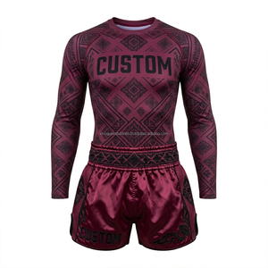 Conjunto de Pantalones Cortos de Muay Thai y Rash Guard al por Mayor, Uniforme Personalizado de Artes Marciales de Kickboxing por Sublimación, Fabricante OEM, MOQ Bajo - Product Image 6