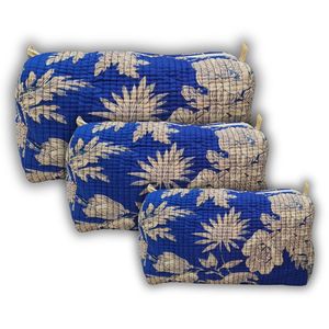 Trousse de Toilette Matelassée 100% Coton Pliable Multifonction Écologique Durable – Lot de 3 - Product Image 1