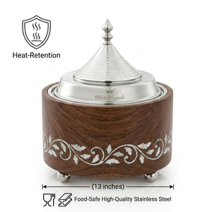 Olla de Madera de Lujo con Incrustaciones de Madreperla y Revestimiento Aislante de Acero Inoxidable, Ideal para Gulf Majlis y Ramadán - Product Image 4