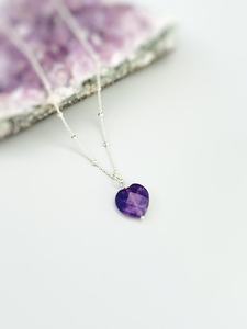 Amethyst Heart Fine <b>Necklace</b> Silver Gold Rose Gold February Birthstone Gift <b>For</b> Girlfriend <b>Wife</b> Handmade Purple Gemstone Pendant - Product Image 1