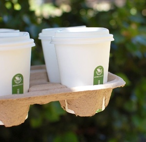ถาดใส่แก้วกาแฟ 4 ใบ สำหรับขายส่ง บรรจุภัณฑ์ไฟเบอร์ขึ้นรูปที่ยั่งยืน สำหรับร้านกาแฟ ที่วางแก้วกาแฟสำหรับร้านอาหาร ใช้สำหรับส่งอาหาร - Product Image 4