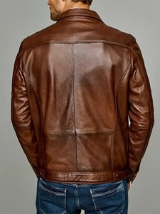 Chaqueta de Cuero Marrón para Motociclista para Hombre - Product Image 2