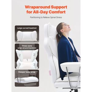 Heavy Duty PU Leather <b>Reclining</b> Office Chair with Footrest Wide Executive Gaming Chair Big Tall Lumbar Features - Product Image 4