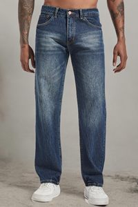 Jeans de Mezclilla para Hombre, Corte Recto, Lavado a la Piedra, Cintura Media, Corte Regular, Estilo Casual de Algodón, para Otoño - Product Image 6