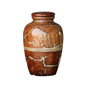 Handcrafted Mango Wood Pet Cremation Urn Unique Fractal Burning Design With Paw Print Engraving Memorial <b>Dog</b> Or Cat - Product Image 4