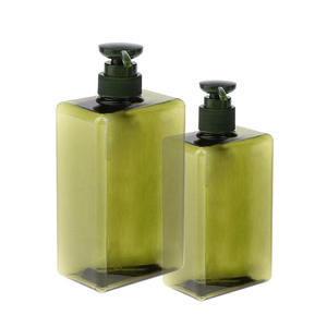Emballage cosmétique personnalisé, bouteille plate carrée imprimée en sérigraphie, design rechargeable, plastique PET léger, vente en gros, pompe 400 ml - Product Image 2