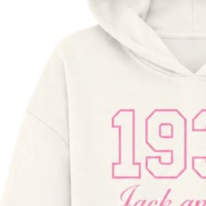 Women <b>White</b> 1938 Graphic <b>Crop</b> Hoodie Long Sleeve Pullover <b>Sweatshirt</b> Soft Fleece Casual Loose Fit Everyday Fashion Streetwear - Product Image 4
