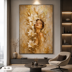 HALO Nouveau Design Femme Fleur Peinture Acrylique Modèle F6-E9 Art Mural Abstrait de Luxe Fait Main Décoration Maison Moderne Vente en Gros Usine - Product Image 6