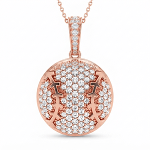 Pendentifs tendance plaqués or 10K bicolores personnalisés en forme de mini balle de baseball avec diamants de laboratoire, style Hip Hop esthétique, cadeau unisexe pour fête - Product Image 1