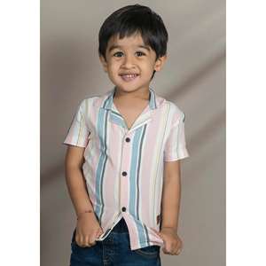 Polka Tots Camisa De Rayas De Media Manga-Rosa - Product Image 1