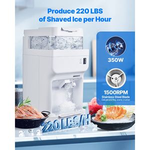 Macchina Elettrica Professionale per Ghiaccio Tritato 350W 1500RPM, Capacità 220 libbre/ora, con Contenitore da 8L, per Uso Commerciale e Domestico - Product Image 2