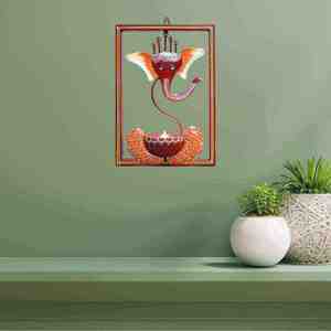 Support mural pour bougie Ganesha – Lampe murale suspendue Ganesha – Support décoratif pour bougie chauffe-plat pour une ambiance festive - Product Image 4