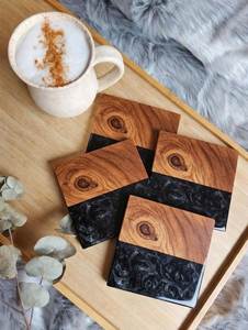 Wood resin <b>coaster</b> set epoxy <b>coaster</b> handmade <b>coaster</b> round <b>coaster</b> wooden <b>coaster</b> resin art <b>coaster</b> <b>drink</b> - Product Image 4