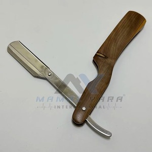 High Quality Professional Swing Lock Folding Barber <b>Razor</b> Stainless Steel <b>Single</b> <b>Blade</b> Holder with Wood Handle for Men Wet Shavi - Product Image 5