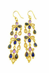 Pendientes de Plata de Ley 925 Chapados en Oro de Primera Calidad con Múltiples Piedras Preciosas para Mujer, Joyería Elegante con Acabado de Diseño Lujoso - Product Image 2