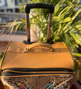 Gran oferta, bolsa de viaje de cuero con herramientas manuales para pelo Unisex en cuero de vaca genuino, equipaje de mano, Maleta de lujo duradera - Product Image 2