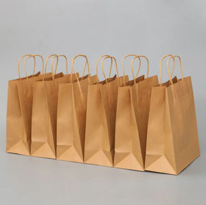 Sacs d'emballage alimentaire en papier kraft brun écologiques recyclés pour restaurants, cafés, plats à emporter, avec logo personnalisé imprimé - Product Image 6