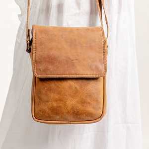 <b>Customized</b> Exclusive Genuine Leather Half Flap Vintage Stylish Cross <b>Body</b> Satchel Large Capacity Shoulder Messenger Bag - Product Image 1