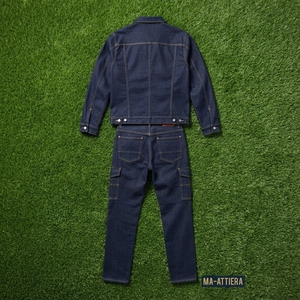 <b>Women</b> Dark Blue Denim <b>Jacket</b> And <b>Cargo</b> Pants Set Utility Two Piece Matching Denim Outfit Casual Workwear Fashion - Product Image 6