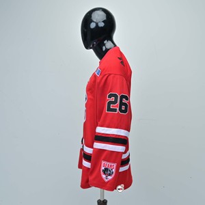 Jersey de Hockey sobre Hielo Personalizado al Por Mayor, Rojo, Manga Larga, con Logotipo del Equipo Sublimado, Cuello Redondo, Poliéster Transpirable, para Hombre - Product Image 3