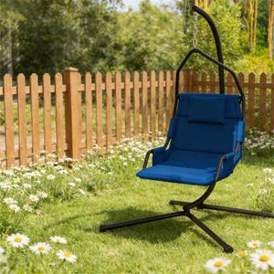 Hamaca Colgante Azul Oscuro para Uso en Patio - Product Image 1