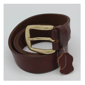 Ceinture en cuir de vachette marron avec boucle ardillon en cuivre, style décontracté, moulage monobloc, design durable - Product Image 4
